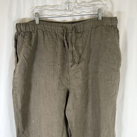 Britches of Georgetowne Linen Pants Women's Large Green Drawstring Pockets - Picture 2 of 12